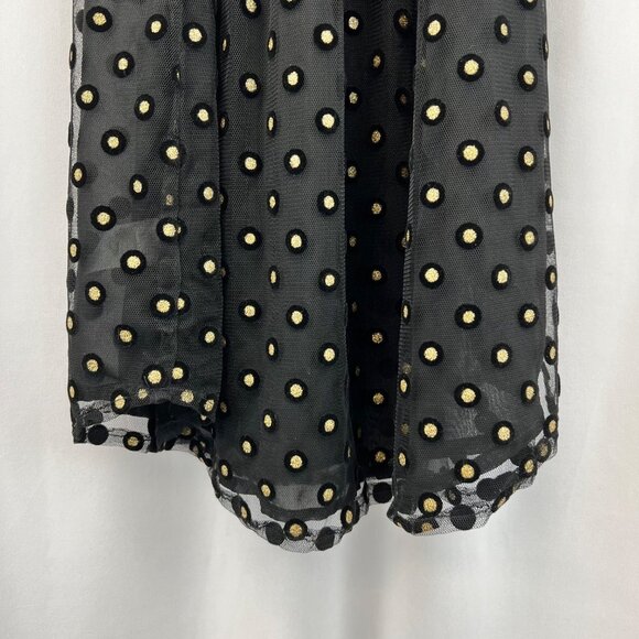 LOFT Black/Gold Polka Dot Halter Top Sheer Textured Size Small New - Picture 4 of 9